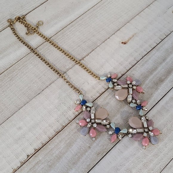 J Crew Crystal Rhinestone Statement Necklace Pastel Shades - Picture 7 of 8